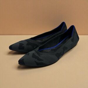 Rothy's The Point Camouflage Ballet Flat Shoes Black Gray‎ Dark Size 8 Business